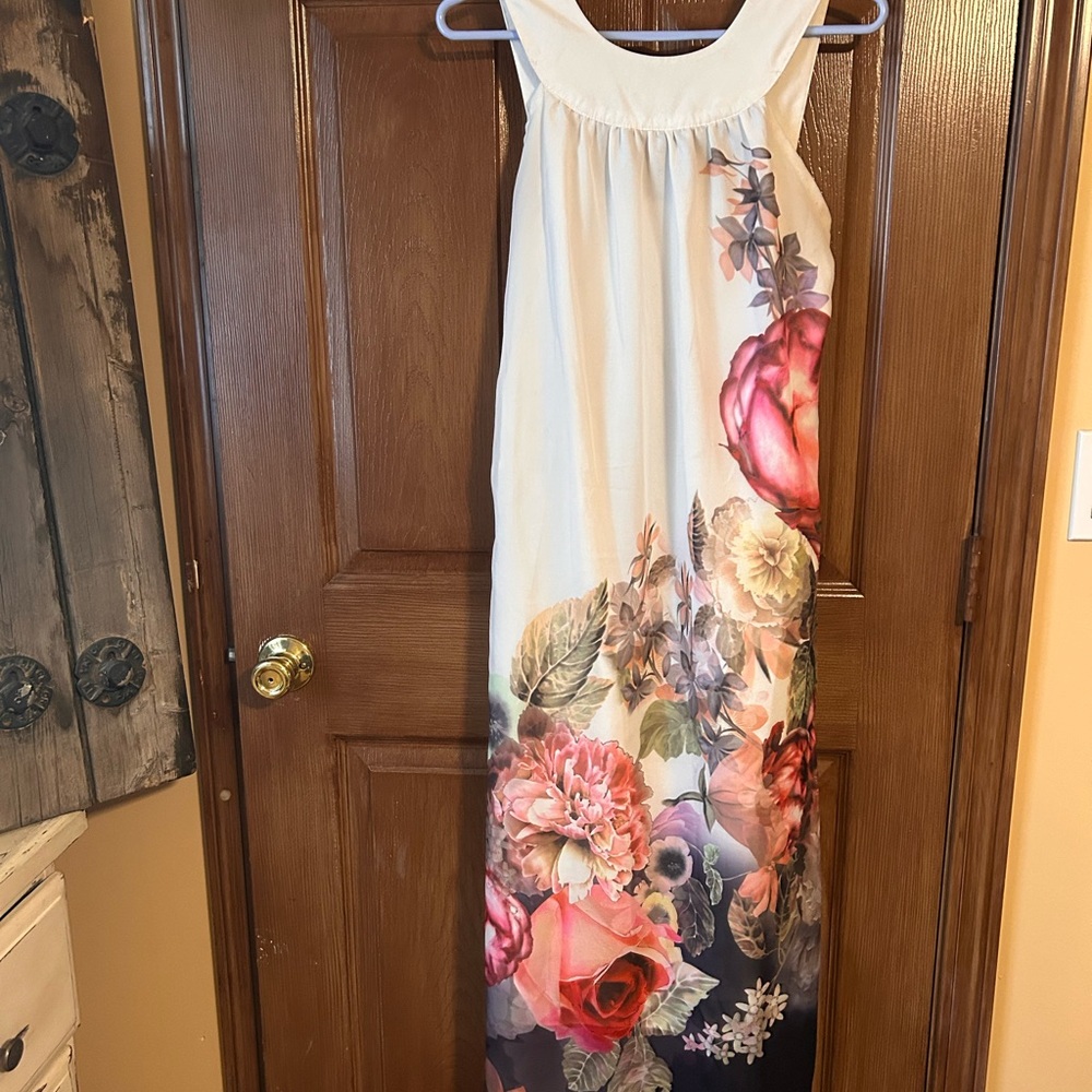 Floral Maxi Dress with Pink and Cream Tones